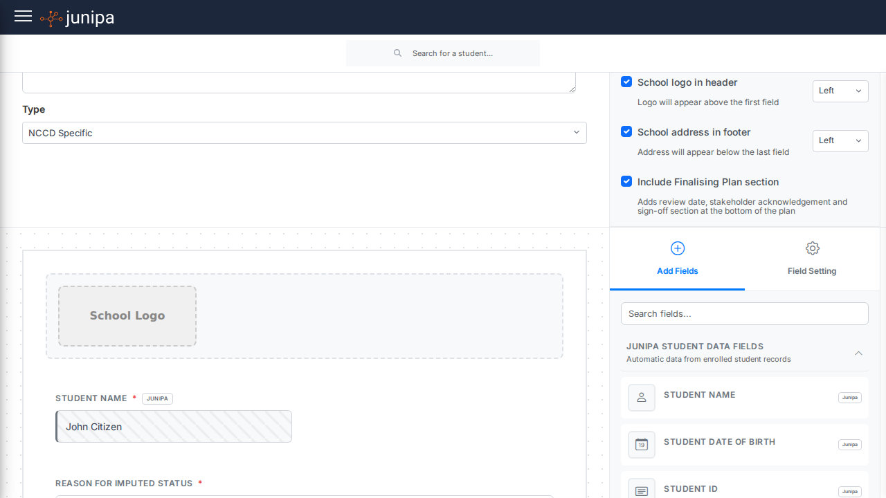 Visual Plan Builder - Drag-and-drop interface for creating student plans